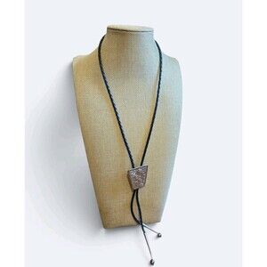 Vintage Navajo Gibson Gene Sterling Silver Western Overlay Bolo Tie